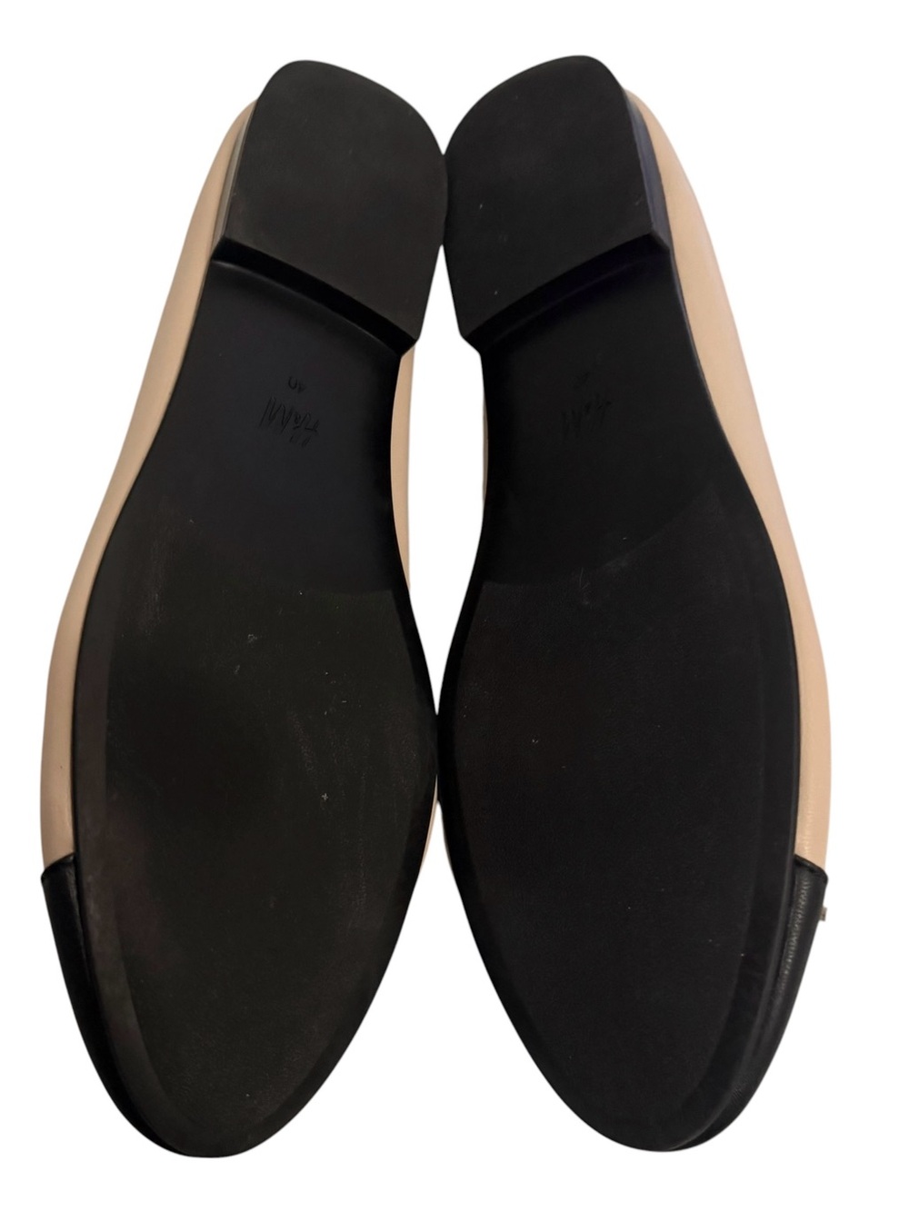 H&M Ballet Flats 9 Bow Cream w/ Black Toes Loafers - Picture 7 of 8